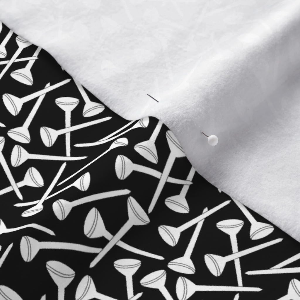 Spoonflower Fabric - Golf Black White Tee Sports Printed on Polartec(R) Fleece Fabric by The Yard - Sewing Blankets Loungewear and No-Sew Projects