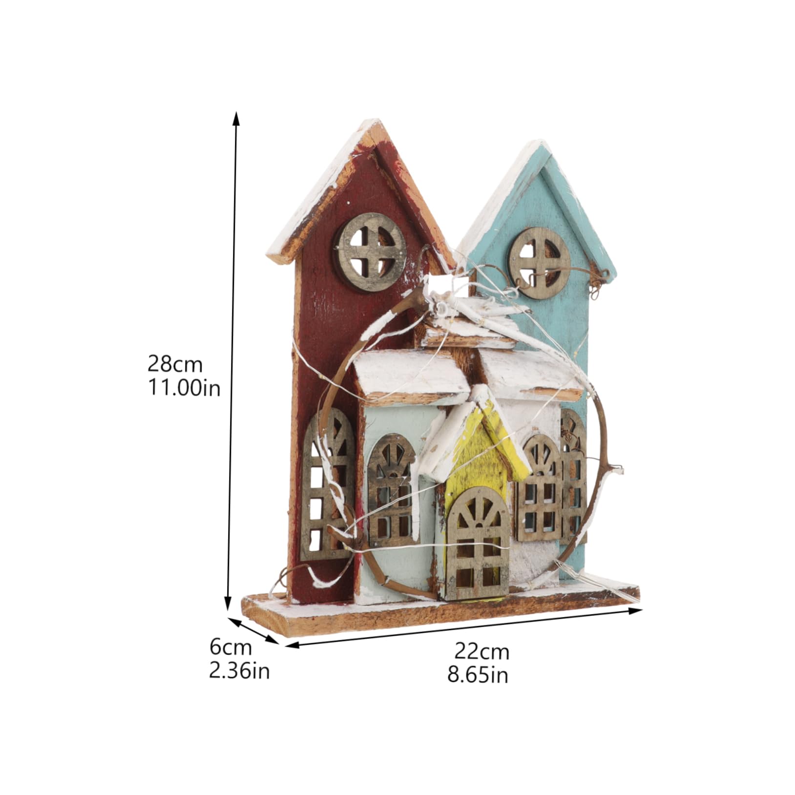 GOOHOCHY Micro House Decoration Battery-Free Christmas Mini Wooden House Xmas Supply for Decorations