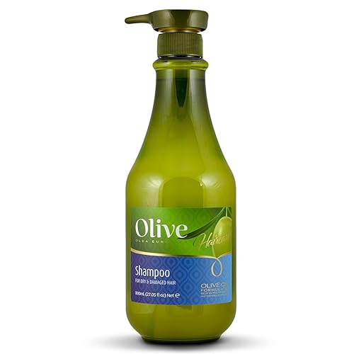 Champú de oliva con aceite de oliva orgánico, rico en vitaminas A, D y E, champú hidratante para cabello seco dañado, champú sin parabenos, champú