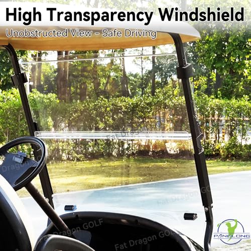 Panglong Precedent Golf Cart Windshield, Club Car Windshield with all Windshield Clips, Fold Down Windshield Anti-UV Impact Resistant Fits 2004-Up Club Car Precedent, Tempo, Onward, 37.59"W X 33.97"H - Thumbnail 2