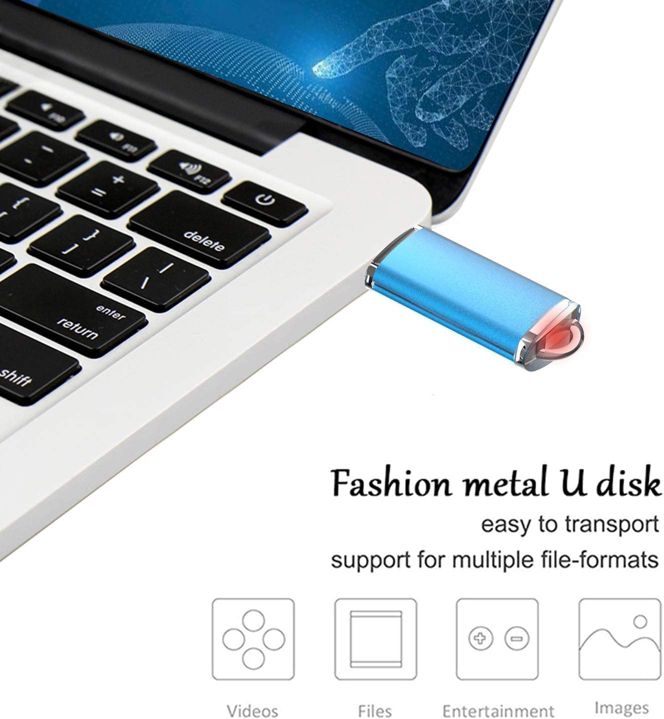 Memoria USB de 32 GB, 5 unidades USB 3.0 K&ZZ, memoria de 32 GB, memoria USB, unidad de memoria flash U, para almacenamiento de datos plegable con indicador LED (azul/morado, rosa, verde/naranja)