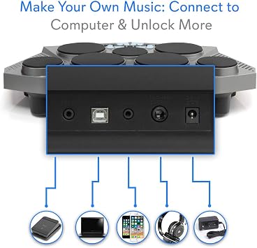Pyle Pro Electronic Drum kit - Portable Electric Tabletop Drum Set Machine with Digital Panel, 7 Drum Pad, Hi-Hat / Kick Bass Pedal Controller USB AUX -Tom Toms, Hi-Hat, Snare Drums, Cymbals - PTED06