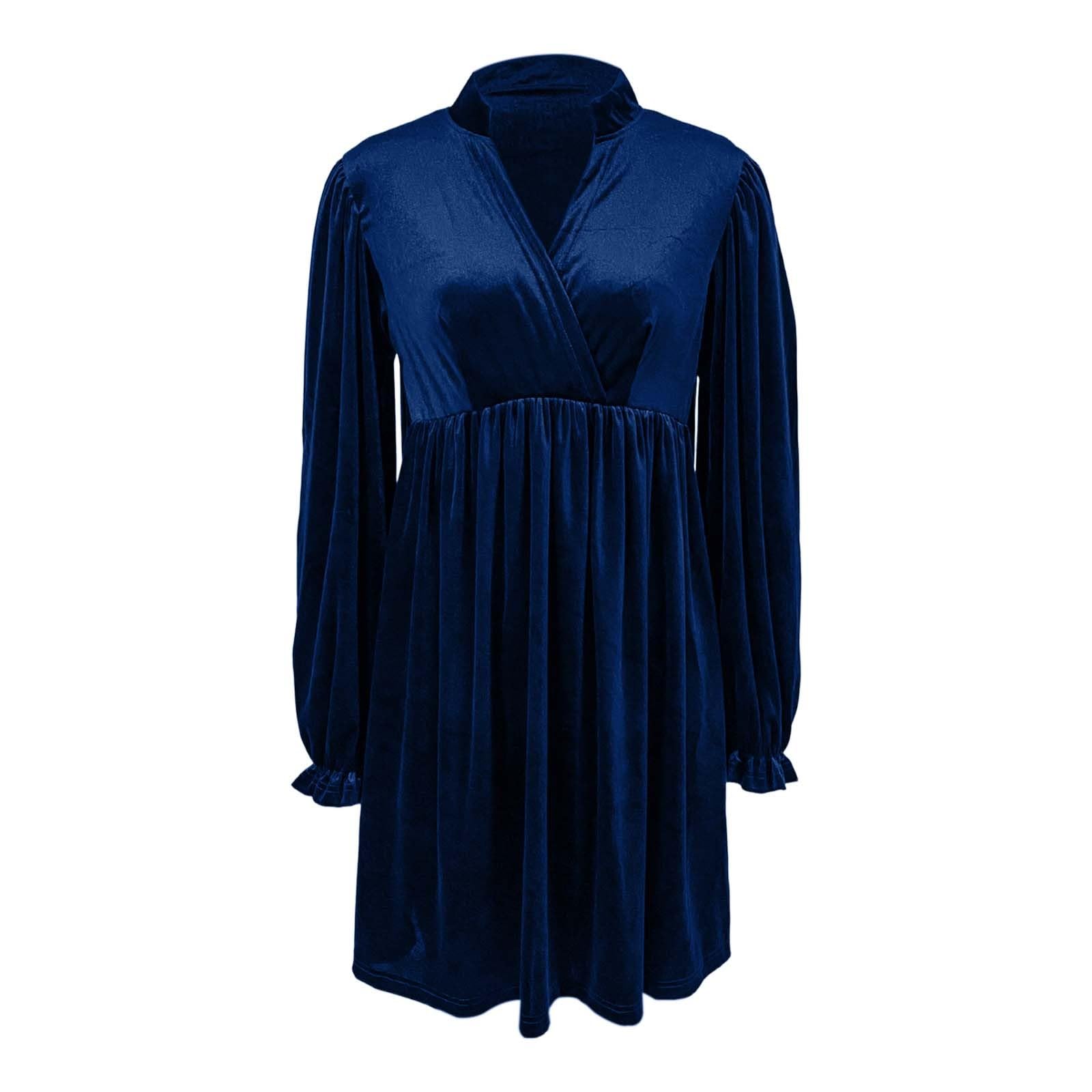 TTDGYYXW Freizeitkleider Strickkleid Damen Pulloverkleid Elegantes Herbstkleid Winterkleid Lässiges Samtkleid Elegantes Retro-Kleid mit kurzen Ärmeln A-Linie Urlaub Party Tunika mit