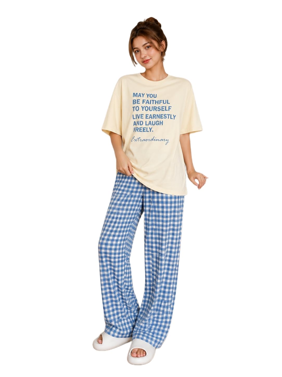 kshs Womens Korean Night Dress || Full Pyjama Set ||Korean Nightsuit || Women Nightwear ||Round Neck Full Sleeve Nightsuit || Loungewear || Everyday Nightdress Women's Pyjama Sets-picture-43