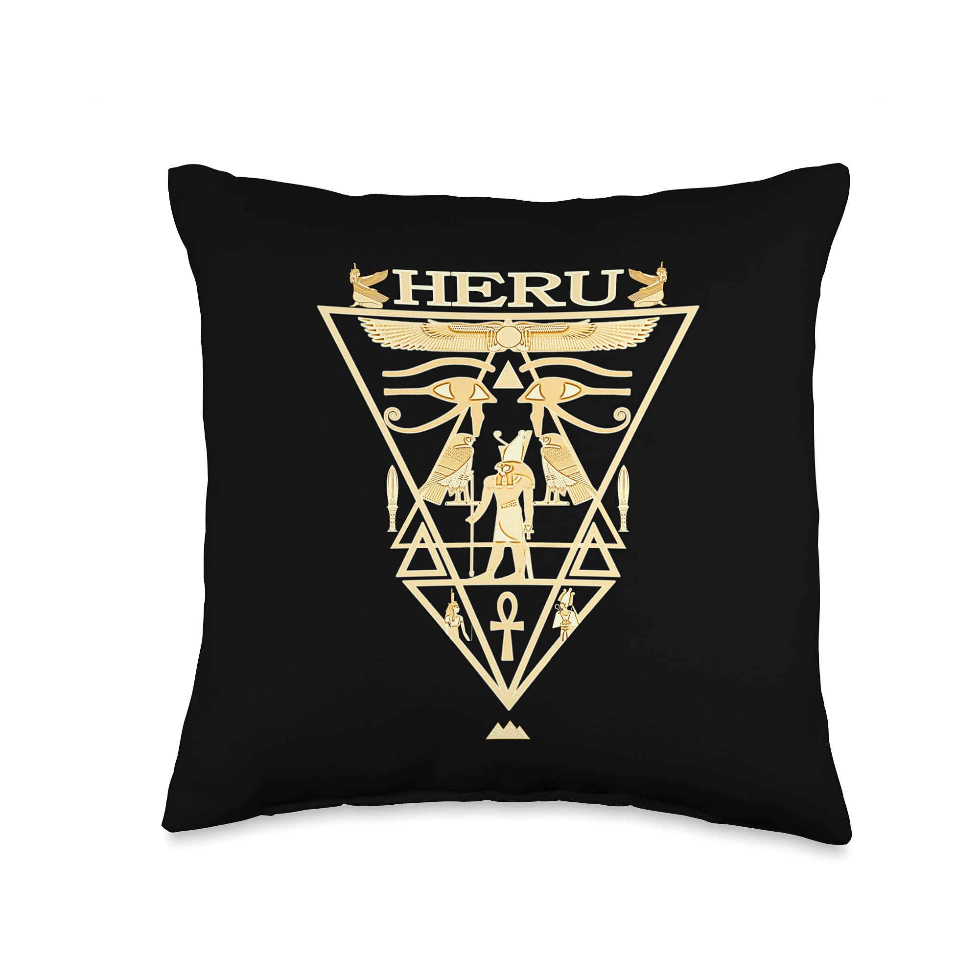 Ancient Egyptian God Horus Kemetic Netcher Heru Throw Pillow, 16x16, Multicolor