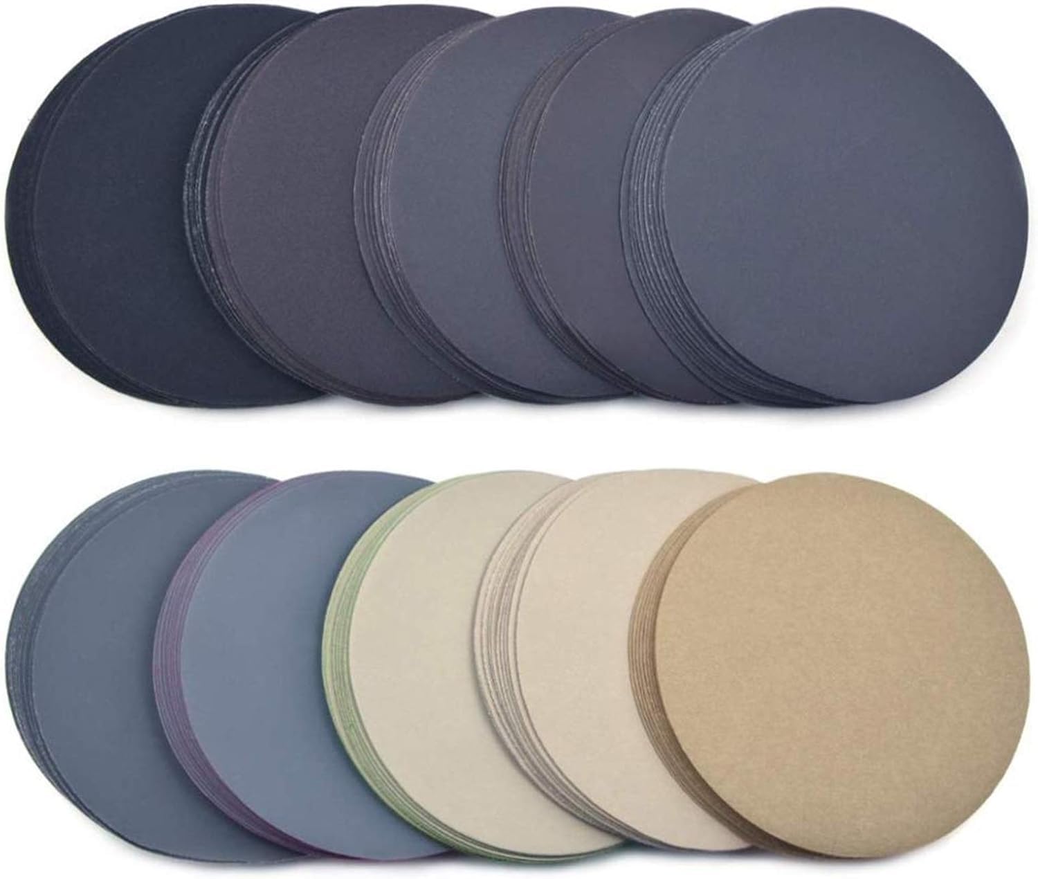 Discos de lija de 150 mm, 50 unidades de almohadillas de papel de lija abrasivo impermeables para pulido en húmedo/seco, con gancho y bucle, grano surtido 320 10000