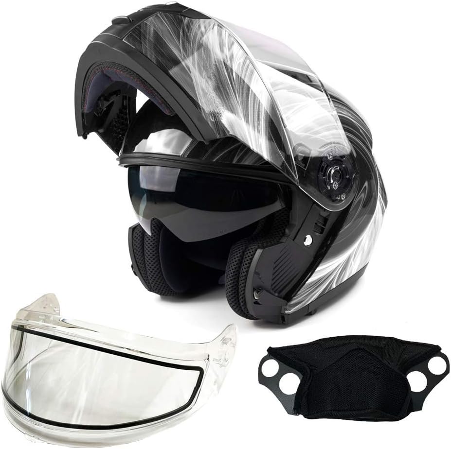 Adult Dual Lens (not Heated) Modular Snowmobile Helmet DOT Full Face Flip-up Typhoon TH158
