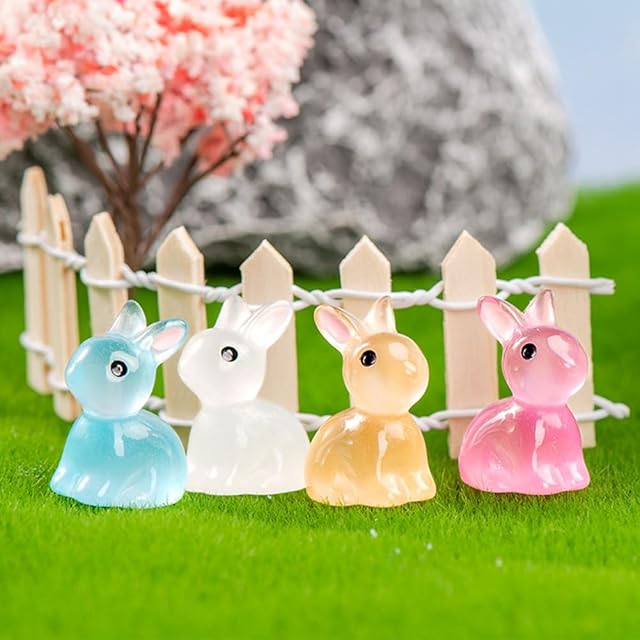 Foto 8 de 8 de FYOBOT 200PCS Mini Conejo Luminoso Mini Conejito Luminoso de Resina Figuras de Conejo en Miniatura…