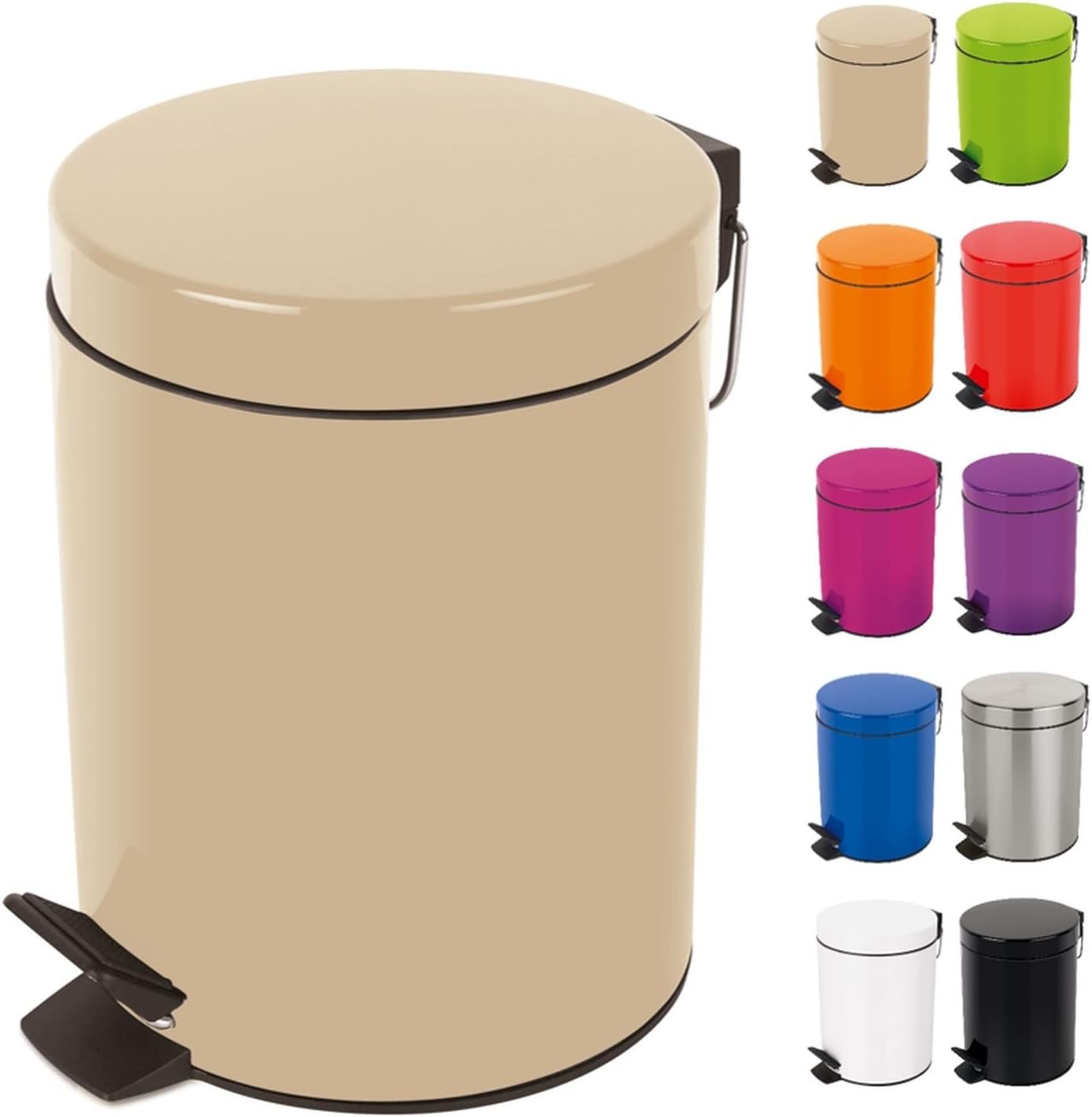 Produktbild von 3-in-1 Badezimmer-Mülleimer Mit Toilettenbürste & Pop-up-Deckel – Weiß, 1,3 Gallonen