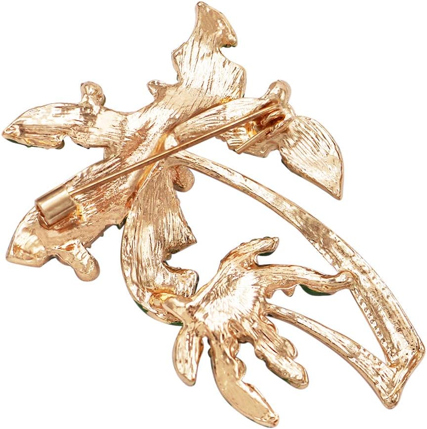 Rosemarie & Jubalee Women's Fun Pave Crystal Double Palm Tree Statement Brooch Lapel Pin, 2.25"