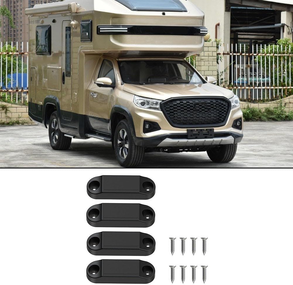 RV Baggage Door Catch RVs, Campers & Travel Trailers – 4-Piece White/Black -and- Latch Set to Hold Luggage Compartment Doors Open Securely(White)