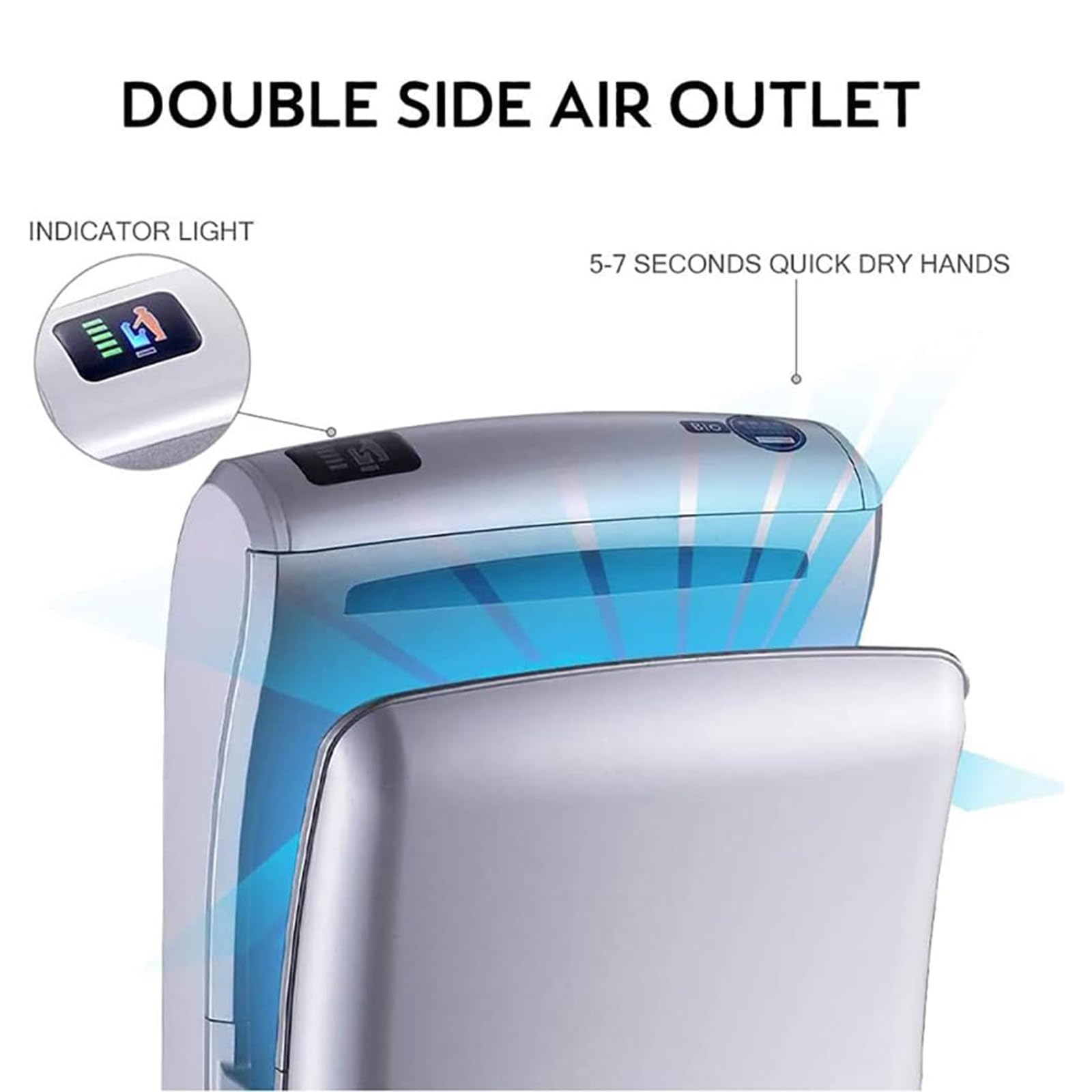 Asciugamani automatico ad alta velocità da 1800 W con filtro HEPA, efficiente asciugatrice a induzione commerciale asciuga le mani in 5-7 secondi per bagni e servizi igienici