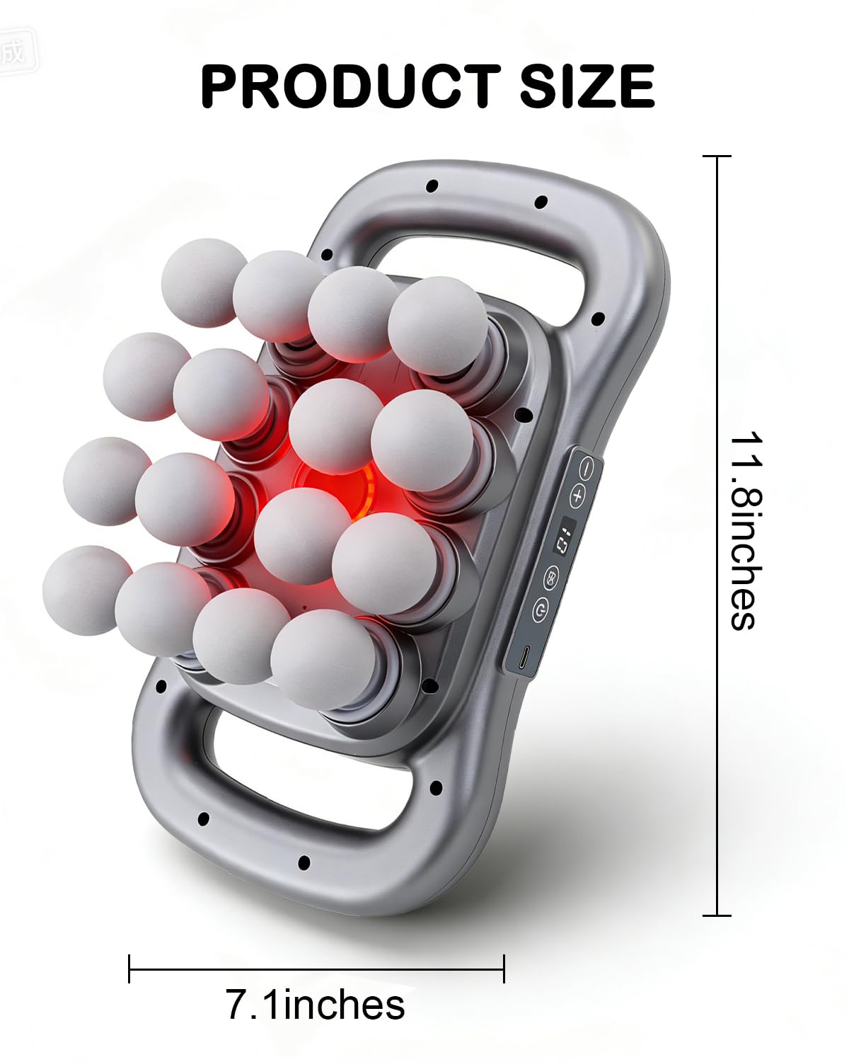 Pistolet de massage musculaire à 16 têtes - Percussion des tissus profonds | 9 modes et niveaux avec thérapie par lumière rouge, pour soulager la douleur des jambes, de la taille, des fesses