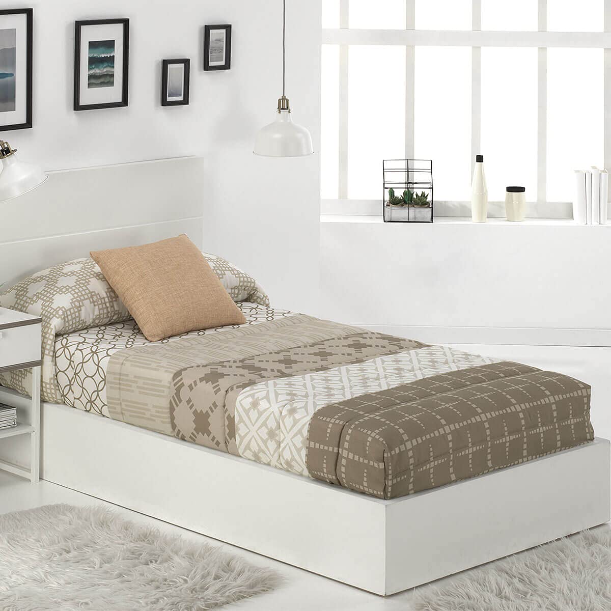 Lanovenanube Edredón Ajustable ADYRA Gris Cama 105 Invierno 250 g/m²