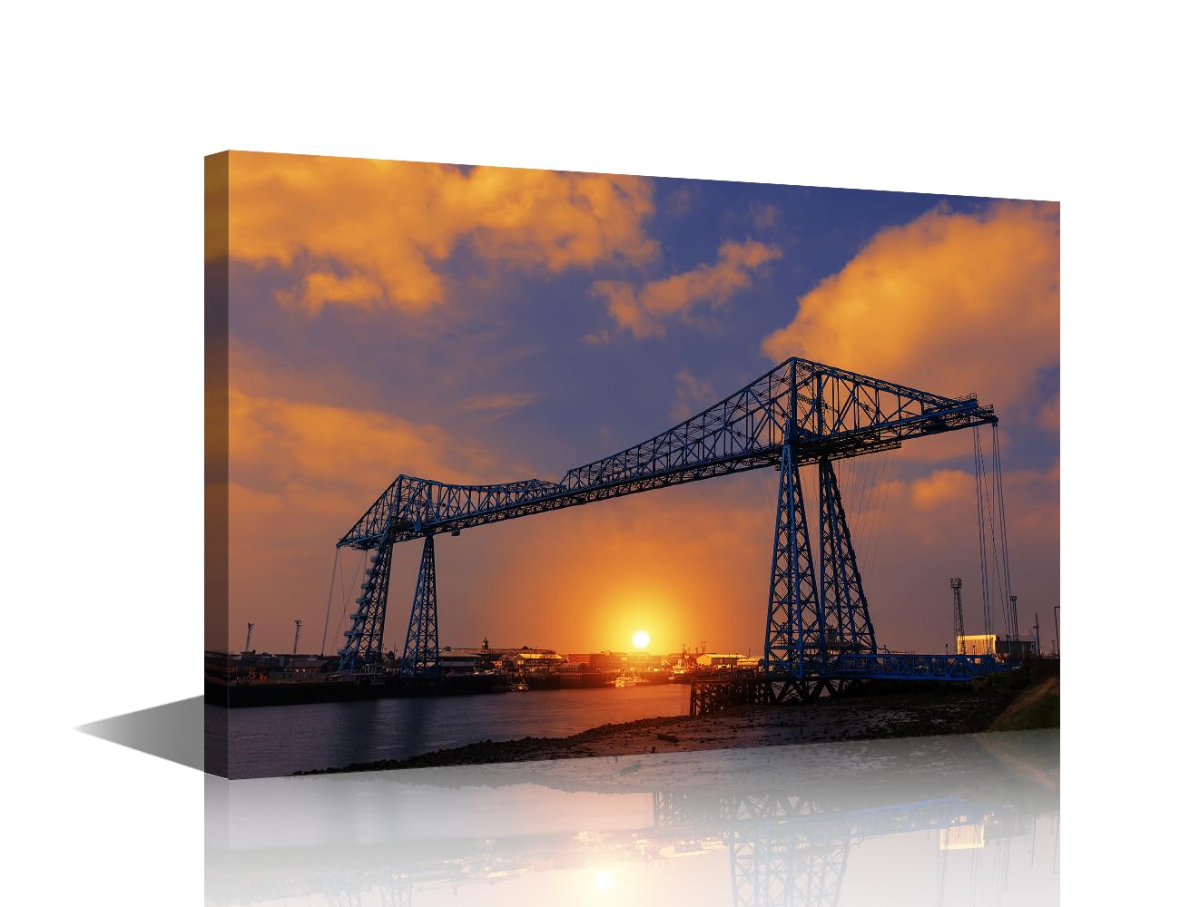 1 Piece Wall Art Middlesbrough Transporter Bridge Wall Pictures for Living Room Middlesbrough England Home Decor England Poster Prints on Canvas Stretched and Framed Ready to Hang (24''Wx 36''H)