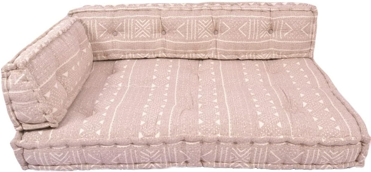 Cotton Low Seating Floor Modular Back 2-Person Sofa Mattress - Brown, Beige, 120 X 80 X 12 Cm, 26 Cm