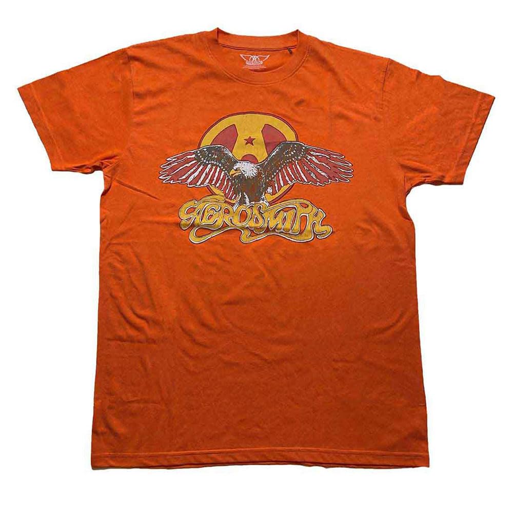 Aerosmith T Shirt Eagle Band Logo Official Unisex Orange L