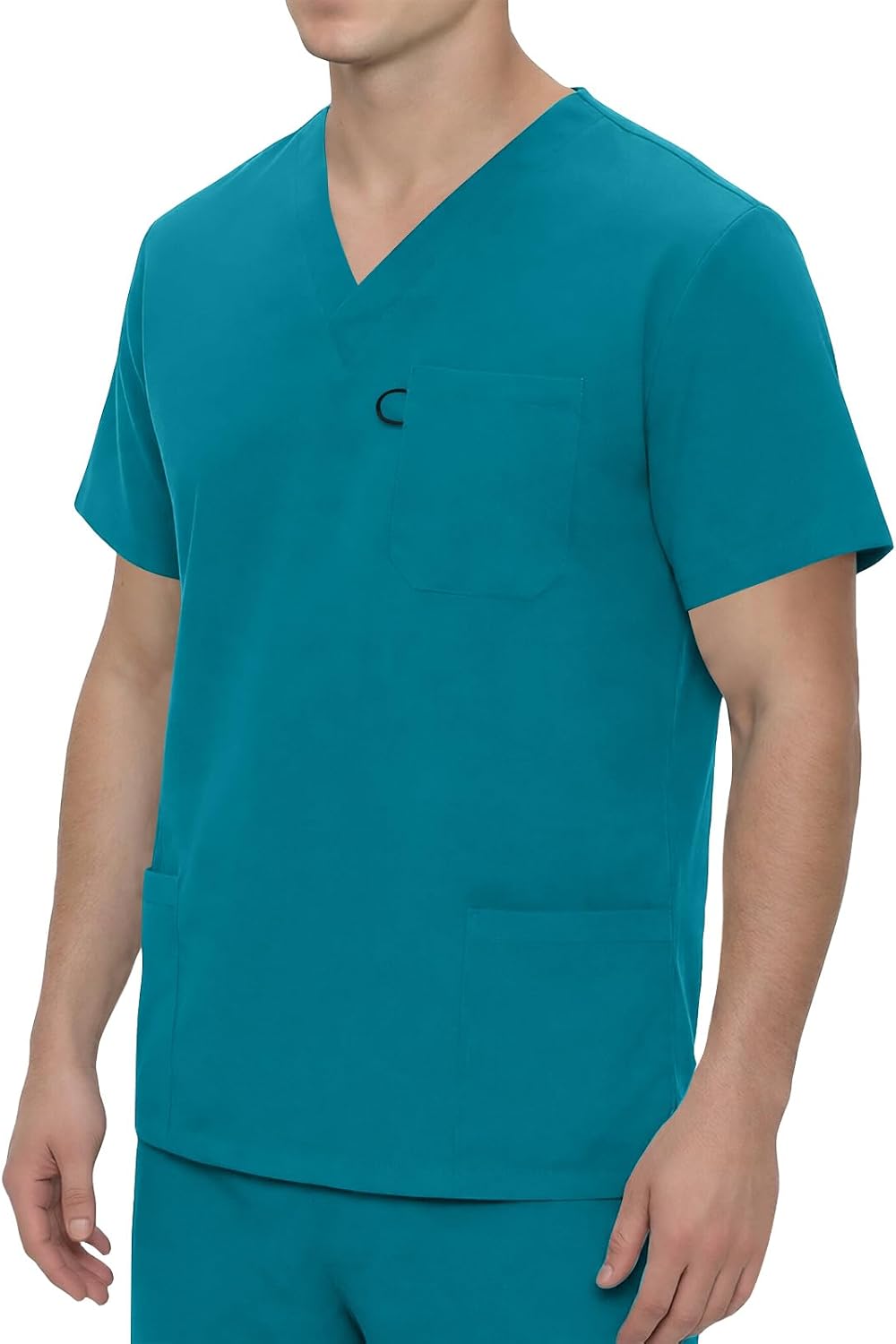 RTRDE Men's Casual Work Shirts Short Sleeve Solid Color Scrubs Top with Pockets, M-5XL