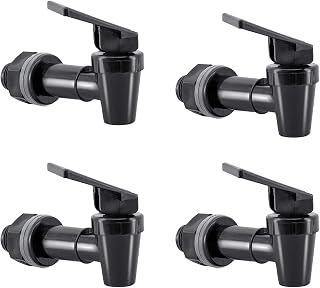 Replacement Cooler Faucet Water Bottle Jug, BPA-Free Plastic Spigot Spout Beverage Lever Pour Dispenser Valve, Crock Tap (4 Black)