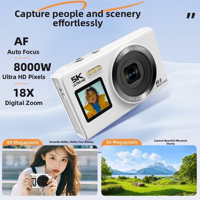 Cámara digital 5K con 80 MP y zoom 18X para vlogging excelente 6