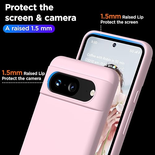 Miniatura 4 de Compatible con Pixel 8, funda de silicona líquida, funda protectora de cuerpo completo, funda protectora a prueba de golpes, forro de microfibra