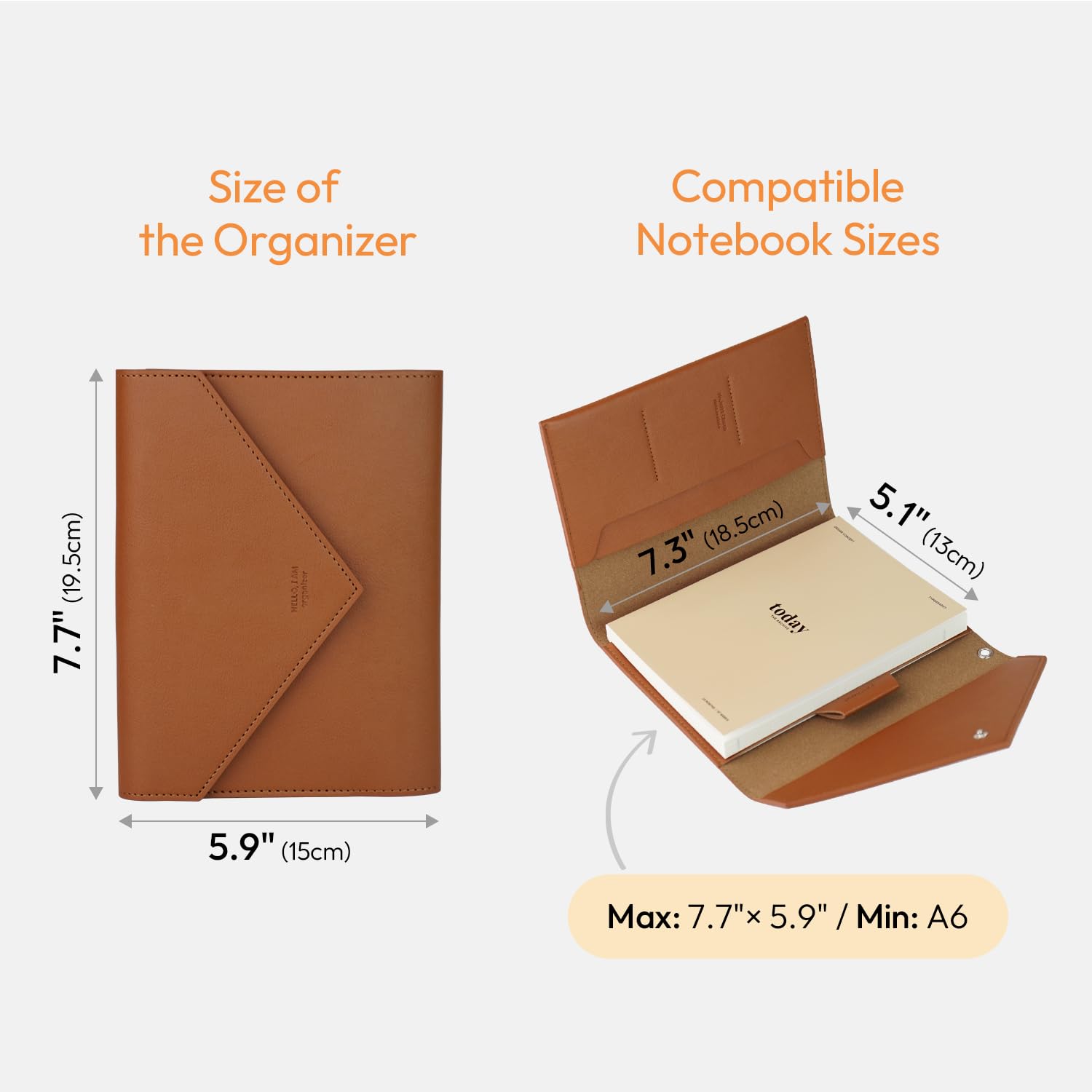 Agenda settimanale mensile non datata, formato A6, ricaricabile, con chiusura a scatto, con tasche per carte di credito e portapenne, diario di viaggio per lavoro e uso quotidiano, marrone