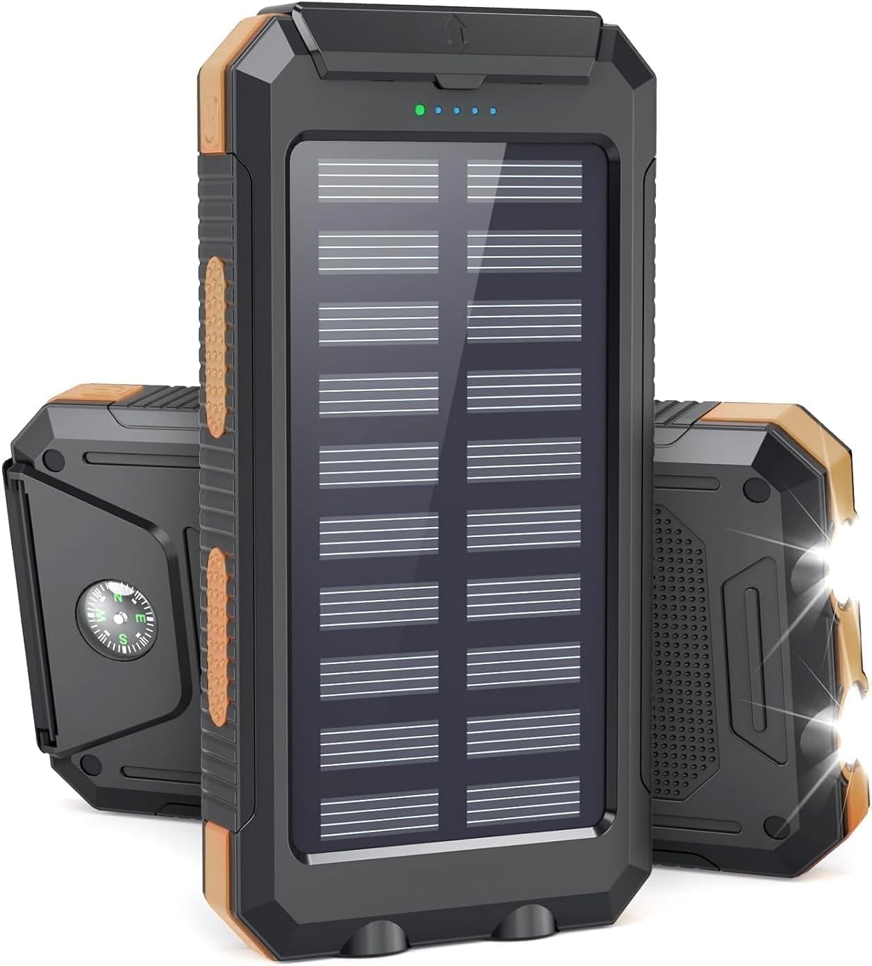 Vikeri Powerbank Solare da 26800 mAh, Power Bank Solare Impermeabile, Porta USB-C per Ricarica Rapida, con 4 uscite, per Smartphone, Tablet, ecc. (Arancia)