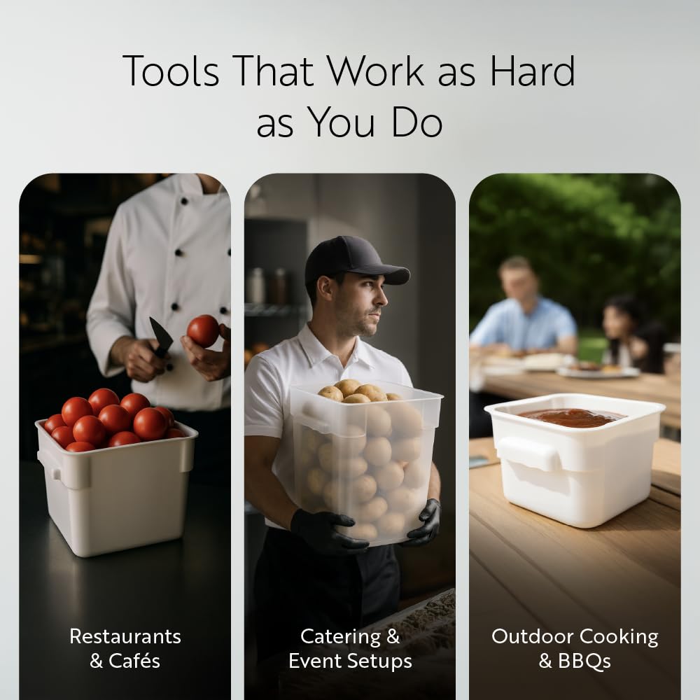 Restaurantware - Contenedores de almacenamiento de alimentos Met Lux de 4 cuartos de galón, 10 recipientes de almacenamiento translúcidos – Las tapas se venden por separado, marcadores de volumen