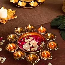 Design Decor Gallery Decorative Metal Diya Traditional Diya Urli Tealight Holder Golden Bowl for Floating Flowers and Tea Light Candles Home,Office and Table Decor Special