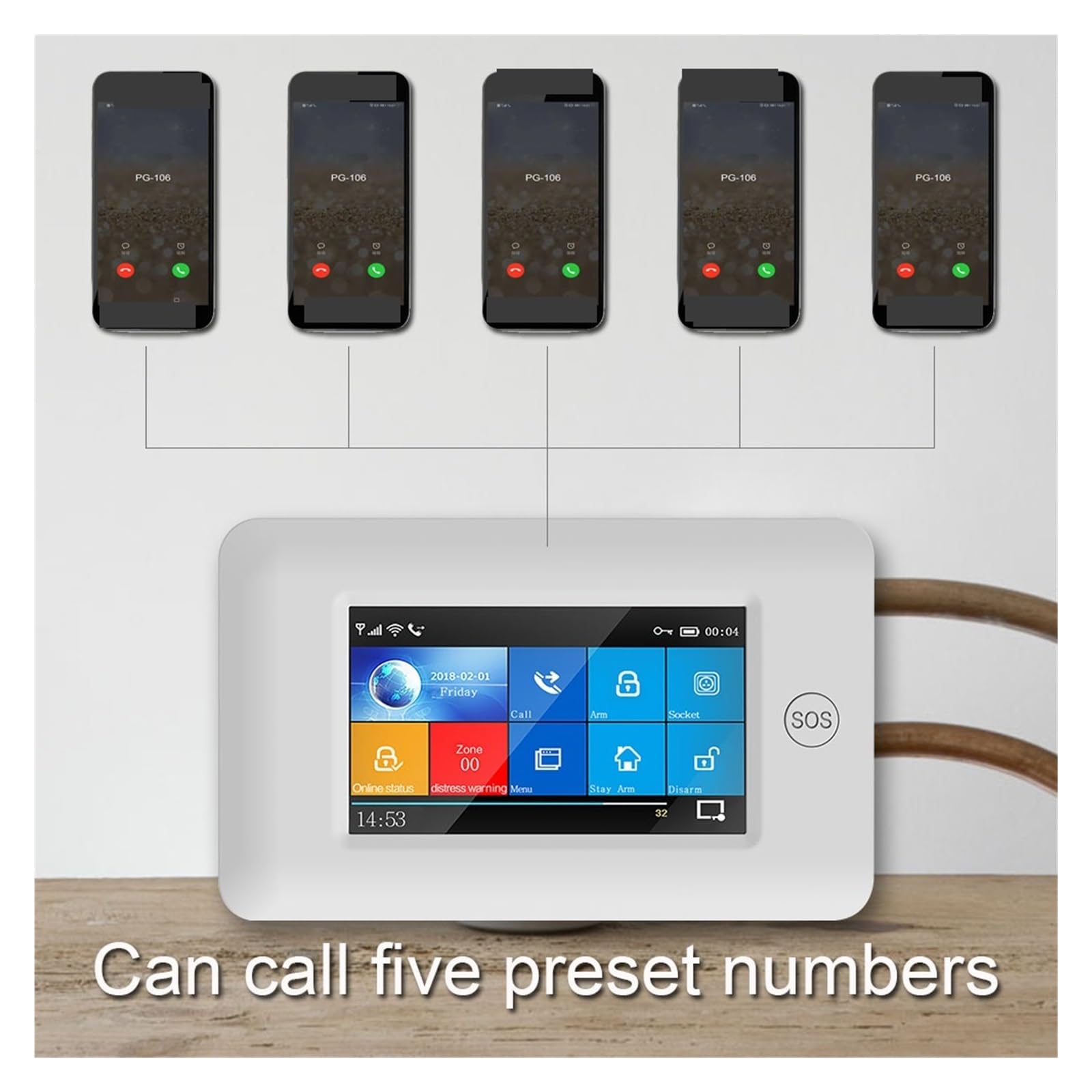 Alarma Inteligente, de alarma GSM, kit inalámbrico seguridad for el hogar, compatible con aplicación remota, Control sensores movimiento RFID(Set 4)