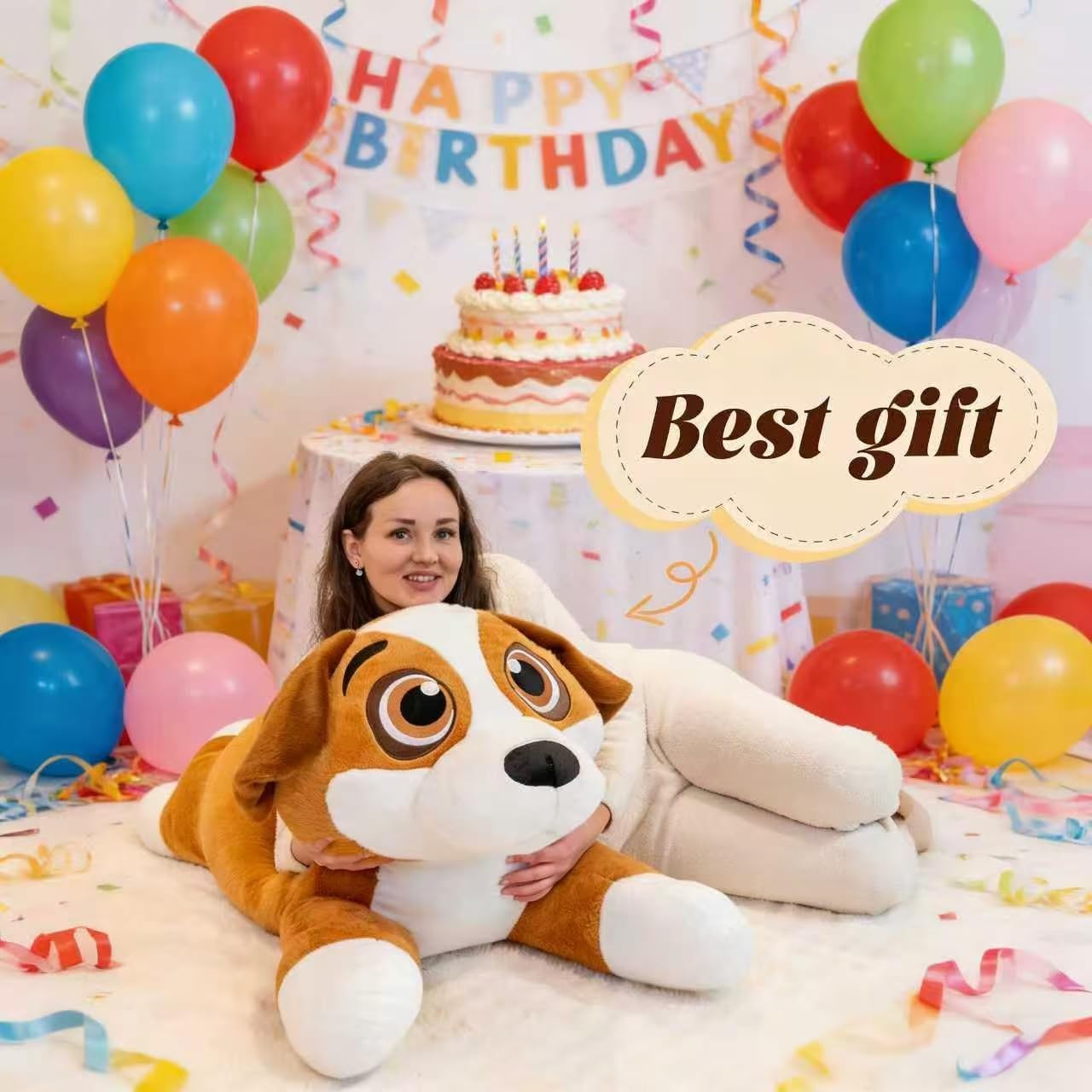 Large Dog Stuffed Animals, Big Stuffed Puppy Plush, Giant Puppy Plush Toys 39", Jumbo Beagle Dog Stuffed Animals, Huge Plushies Gifts for Kids Girls Boys on Birthday Valentine's Day Christmas