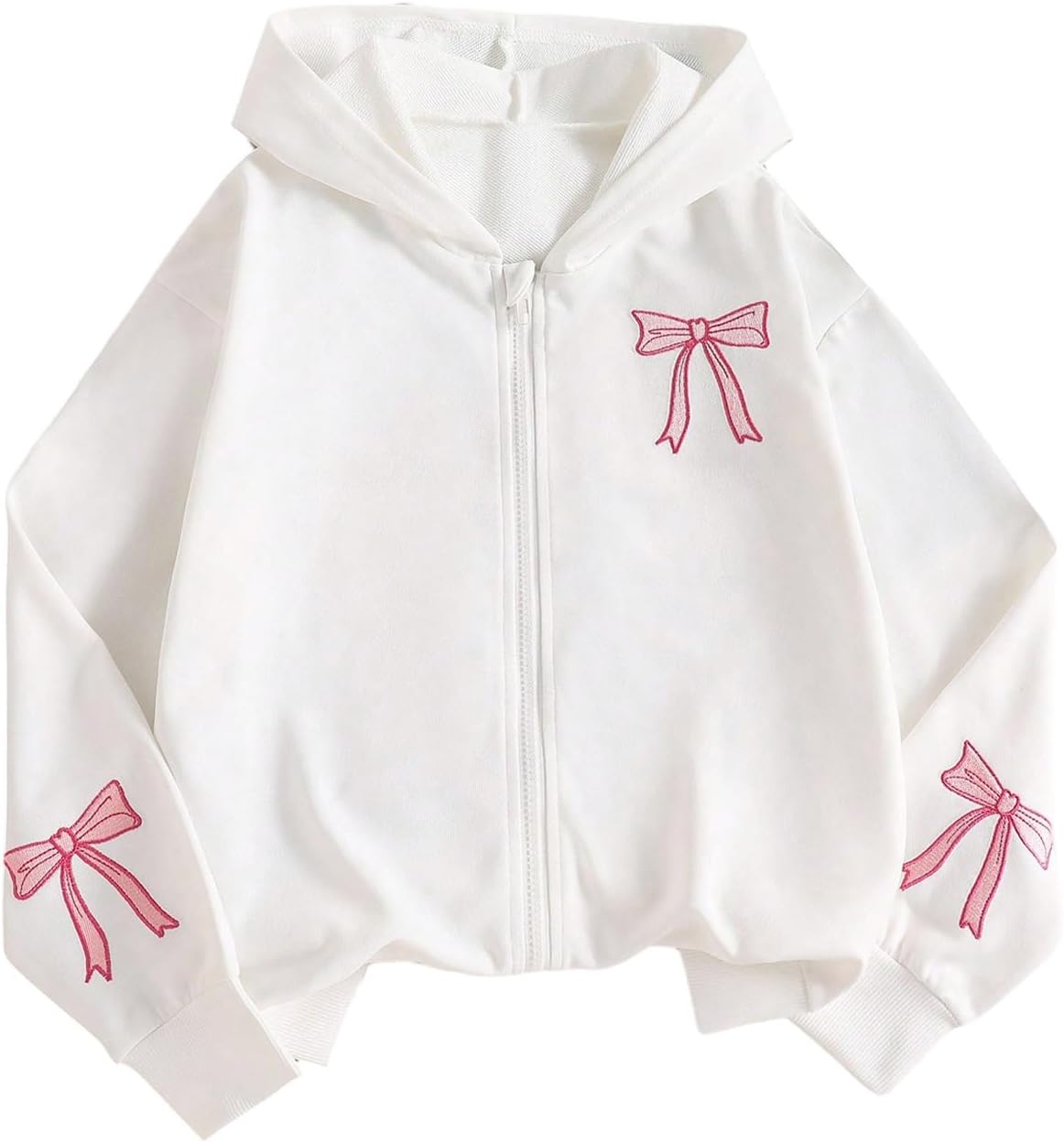 SOLY HUX Girl's Graphic Zip Up Hoodie Sweatshirt Cute Bow Long Sleeve Hooded Casual Jacket