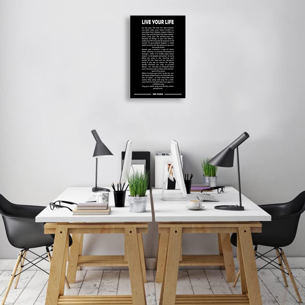 Live Your Life Poem Wall Art Modern Framed Motivational Quotes Poster Canvas Inspirational Wall Art Pictures Prints Framed (12x18 inch)