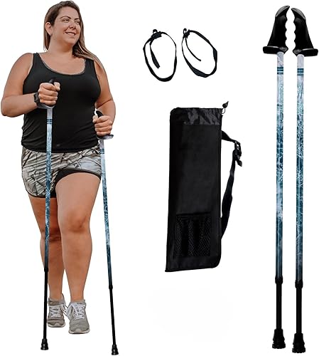 Miniatura 28 de York Nordic Bastones de senderismo motivadores grandes y altos para equilibrio y rehabilitación, 2 piezas, fuertes bloqueos de botón, patas de goma