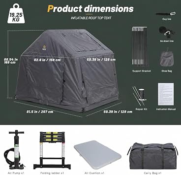 Nice C Inflatable Rooftop Tent, SUV Truck Car Roof Tent (Black&Grey)