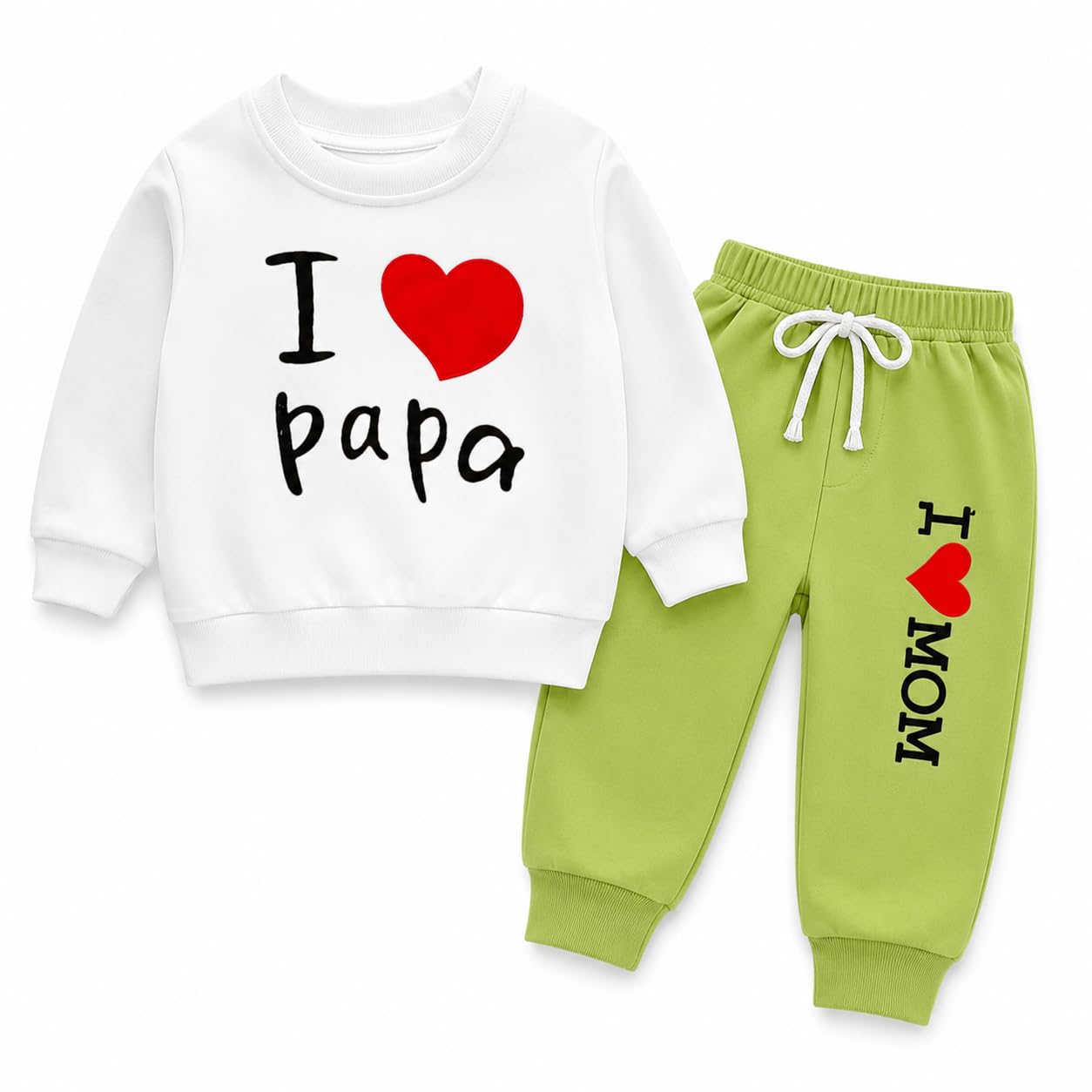 KiCO Kids Clothing Set I Love Papa Print Hosiery Cotton Sweatshirt and Pants Adjustable Rib 2 Months to 5 Years-image-48