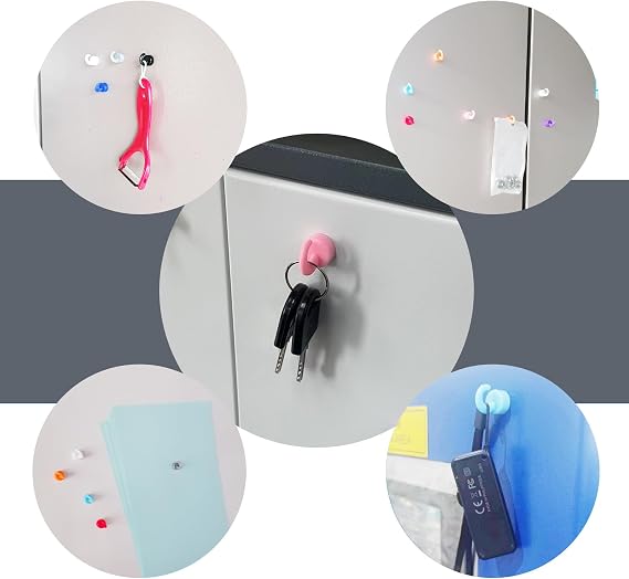 Magnetic Hooks Small But Strong,12 Pack 8Lbs Holding Capacity | Tiny,Grey Magnets Hooks for Hanging String Light, Ornaments, Jewelry, Keys. Mini Magnetic Hooks for Fridge,Ceiling,Cabinet