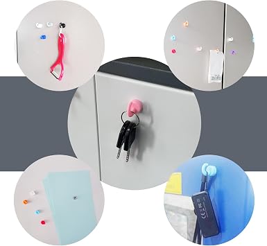 Magnetic Hooks Small But Strong,12 Pack 8Lbs Holding Capacity | Tiny,Grey Magnets Hooks for Hanging String Light, Ornaments, Jewelry, Keys. Mini Magnetic Hooks for Fridge,Ceiling,Cabinet