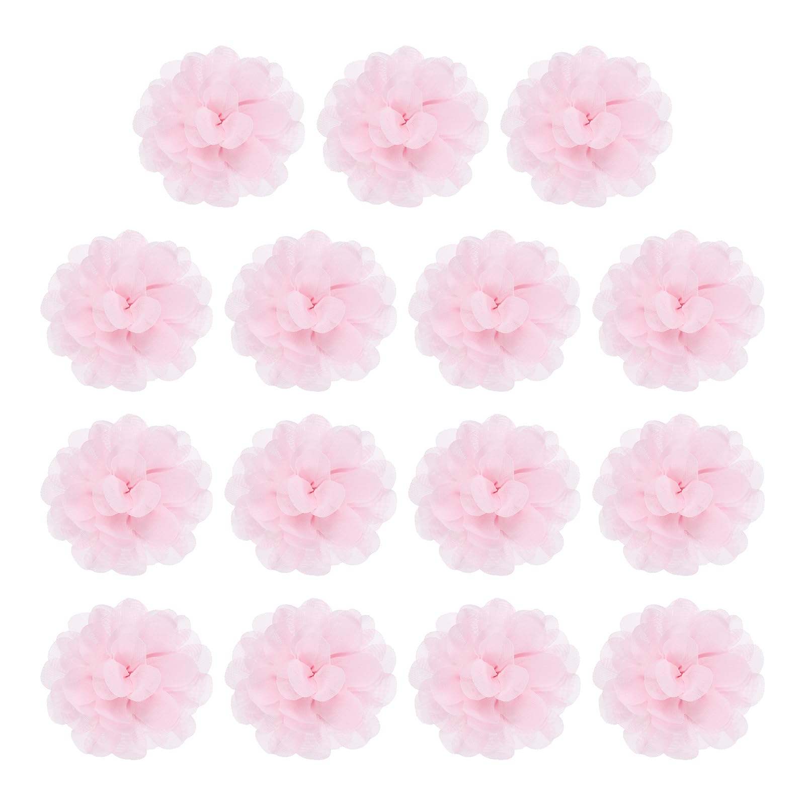 YELARXI Chiffon Flowers, Sewing Fabric Appliques, Chiffon Flowers Appliques - Fitting for (Women/DIY Crafts/Headbands/Hair Accessories/Wedding/Party/Corsage) 2 Inch & 15 Pack & Light Pink