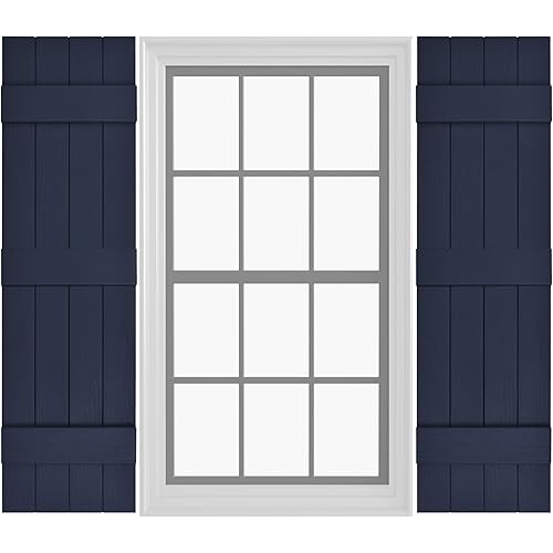 Board & Batten Vinyl Shutters (1 Pair) | 14.5"x59" (4-Board) - Navy Night Sky | Exterior Window Shutters | Includes Mounting Hardware | Simple Installation | Made in USA