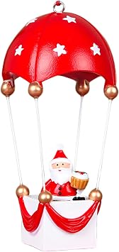 Hot Air Balloon Santa Ornament Santa in A Hot Air Balloon Christmas Decoration, Xmas Hanging Ornaments for Christmas Tree, Fireplace, Table, Holiday Home Decor, 5.3 Inches Height