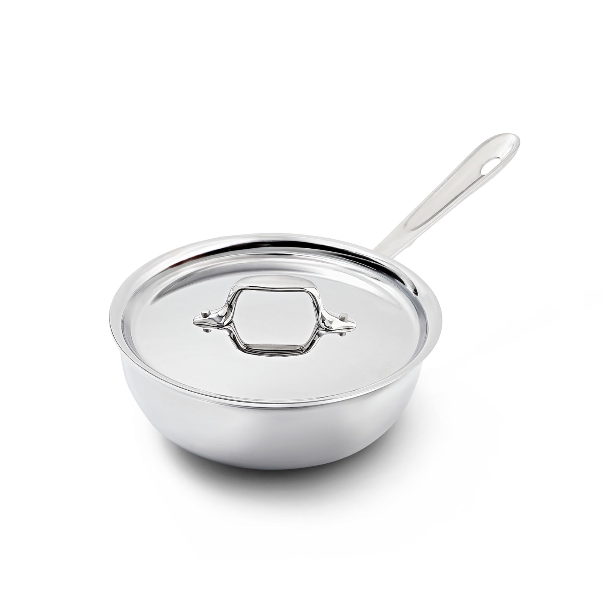 All-Clad 4212 Stainless Steel Sauté Pan with Lid 20.3 cm French Pan All Hob Types, Including Induction Multiple Layers Even Heat Distribution Stainless Steel