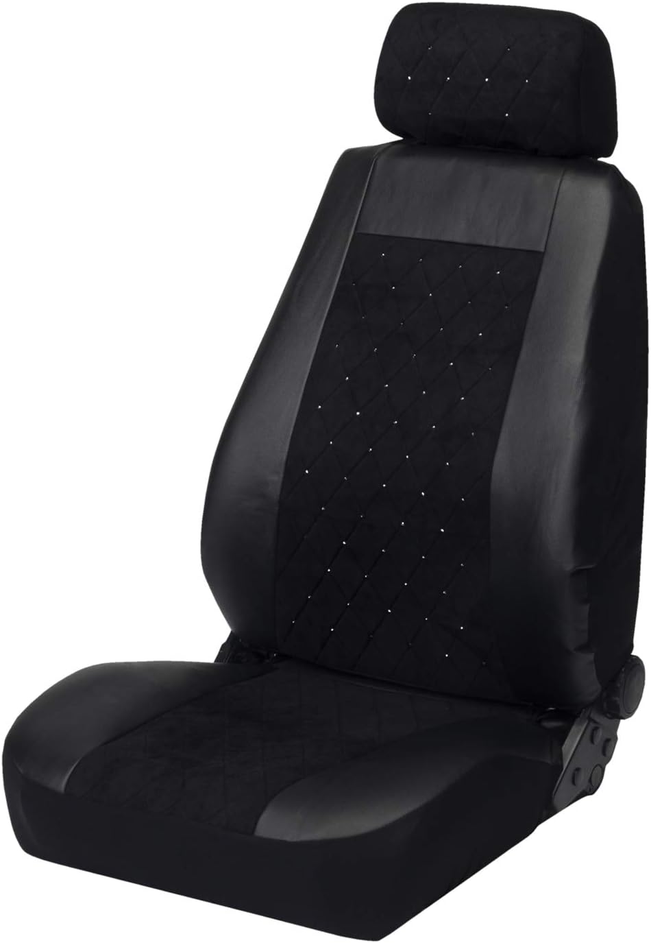 Pilot Automotive SWR-0154 Seat Cover (Special Edition Swarovski Crystal Embellished - Jet Black, Diamond Stitched Suede/Faux Leather)