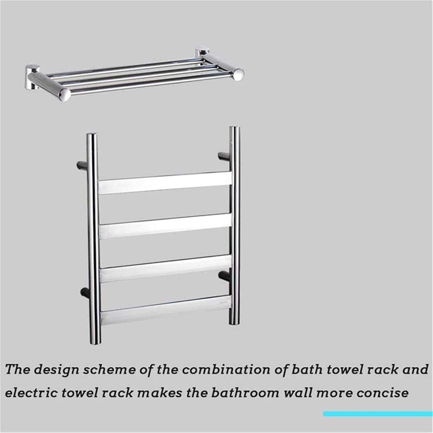 Heated Towel Rail Rails Towel Warmer Drying Rack Electric 304 Stainless Steel Tower Warmer with Top Shelf Wall-Mounted for Bathroom 4 Bars 600 500 250Mm