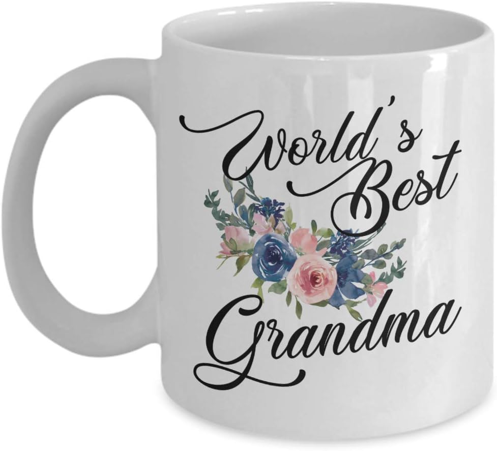 Worlds Best Grandma Mug Floral Gift for Mothers Day Coffee Comment Tea Cup Grandmother Novelty for Women