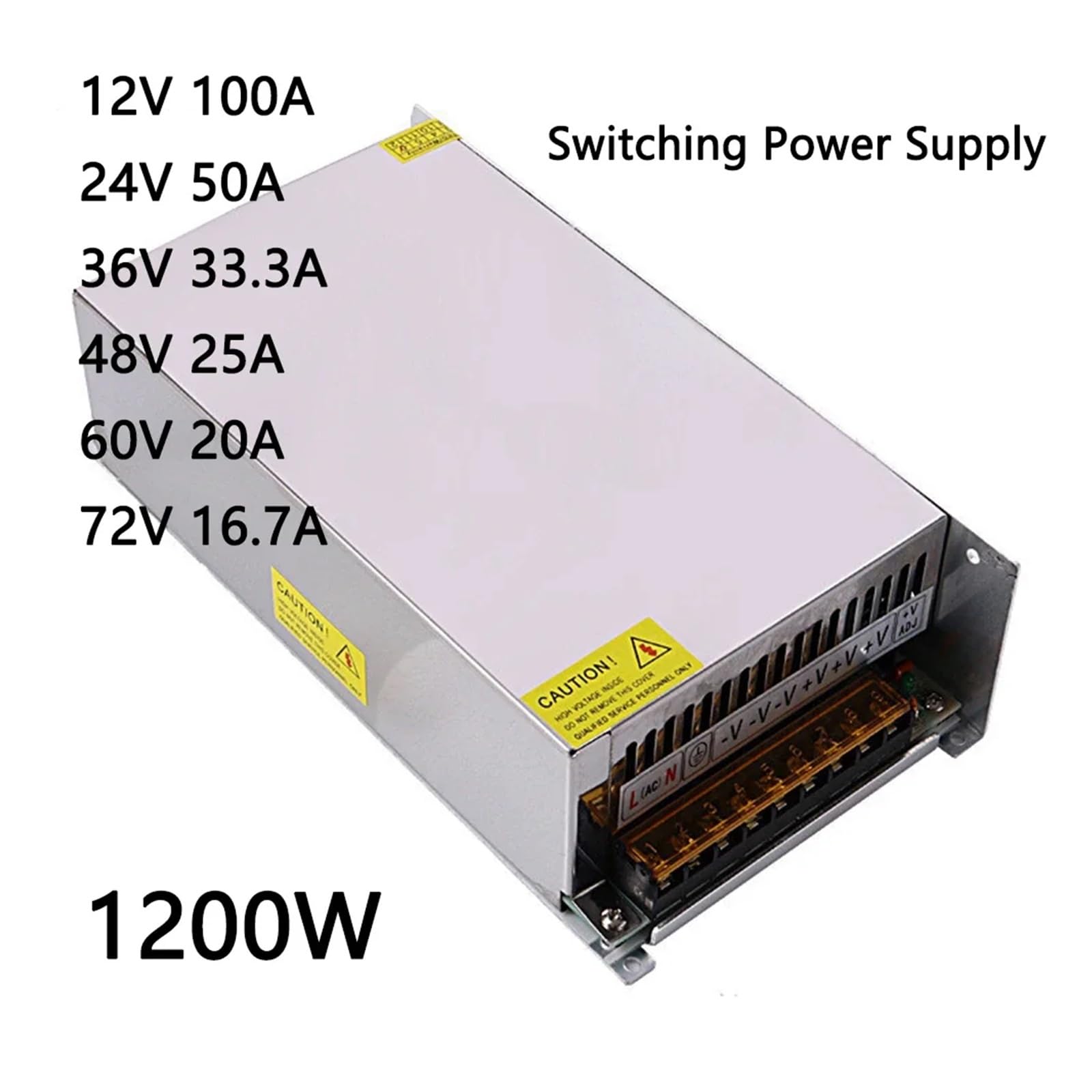 Uniwersalny zasilacz impulsowy DC AC DO DC 12V 24V 36V 48V 60V 72V 1200W Transformatorowy zasilacz regulowany do pasków LED do pracowni komputerowych, taśm LED itp.(36V 33.3A 1200W)