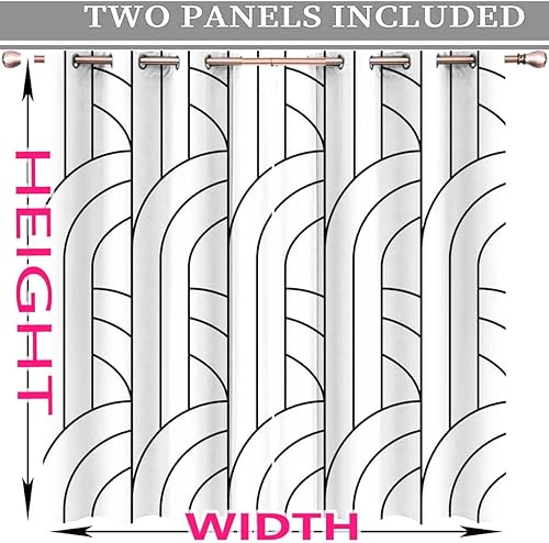 Miniatura 4 de Cortinas en blanco y negro para habitacion 2 paneles de textura de línea geometría cortinas elegantes para cuarto de bebé 85 x 85 pulgadas de alto