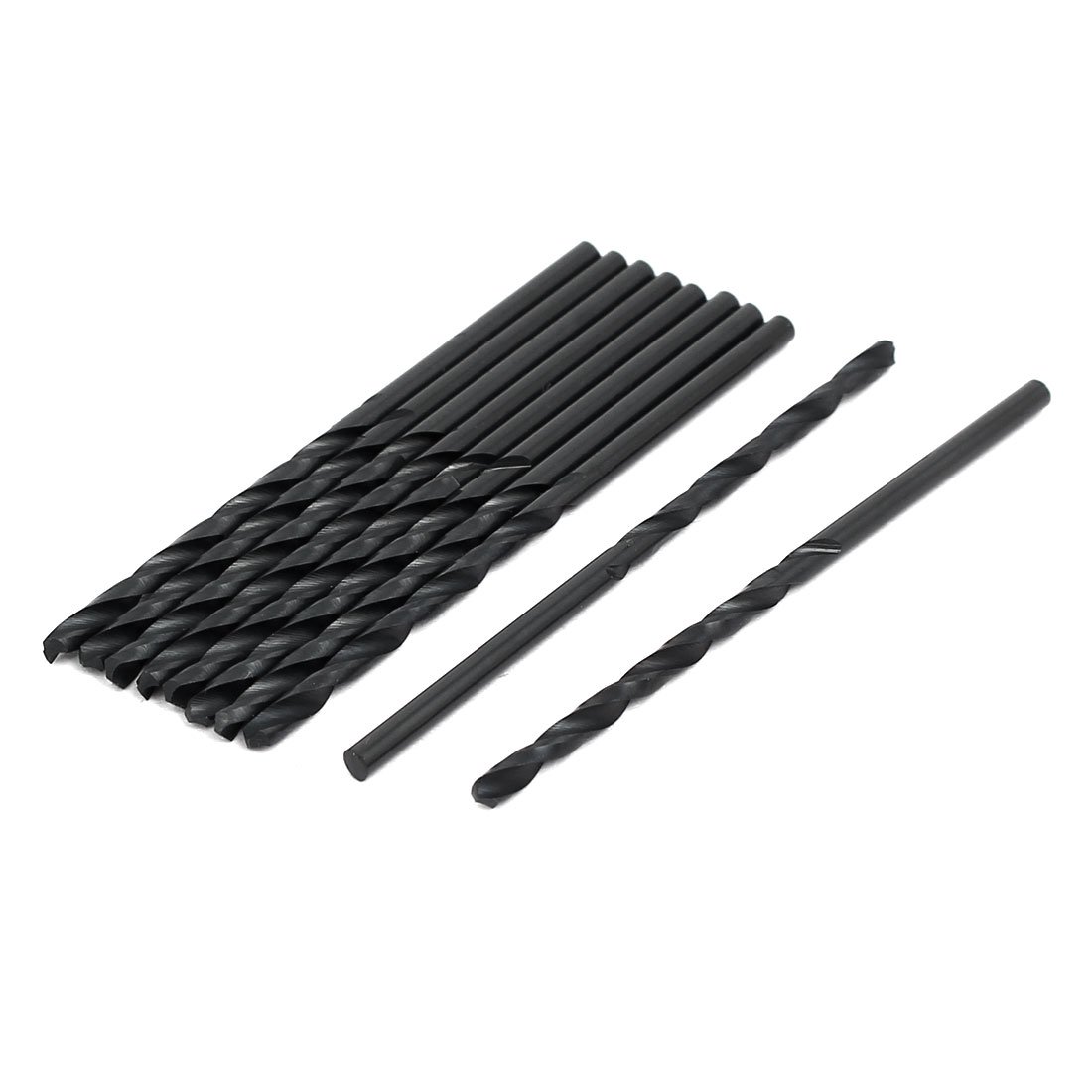 Aexit 2.2mm Dia Tool holder 56mm Long HSS Spiral Flute Straight drill hole Twist Drill Bit Black 10pcs Model:48as488qo619