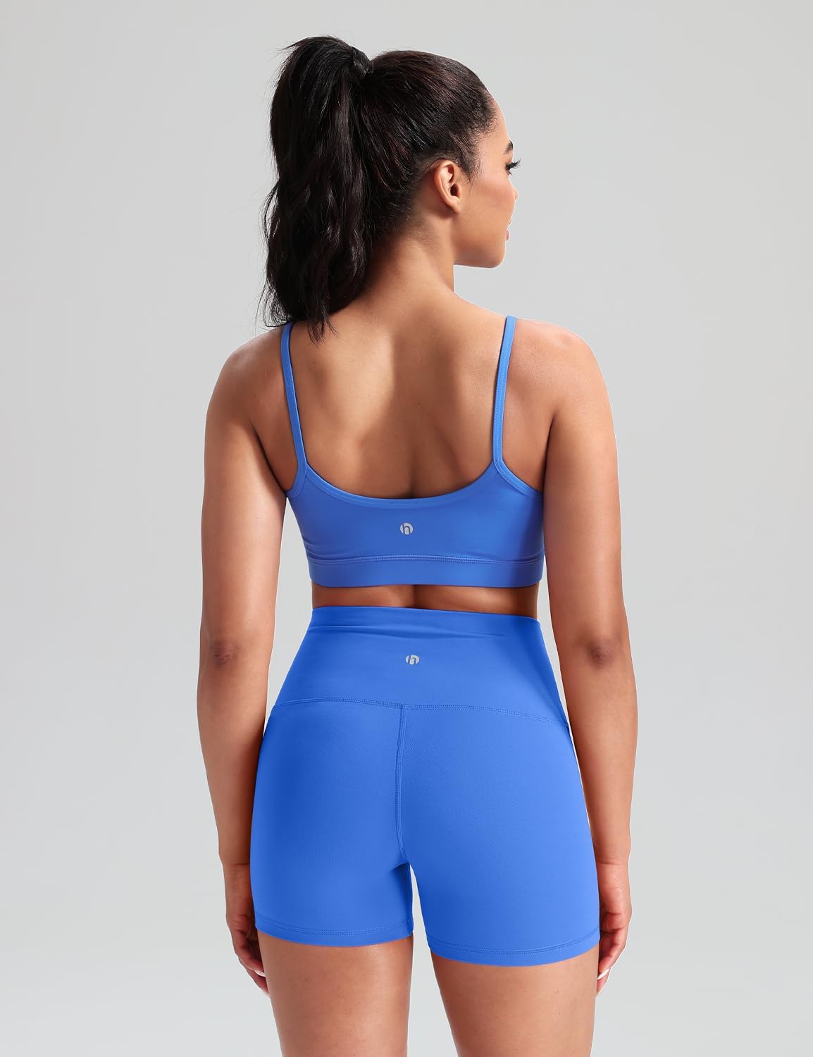 HeyNuts Womens V Neck Sports Bra, Spaghetti Thin Straps Camisole Yoga Tops Padded with Built in Bras A-C Cups - Image 3