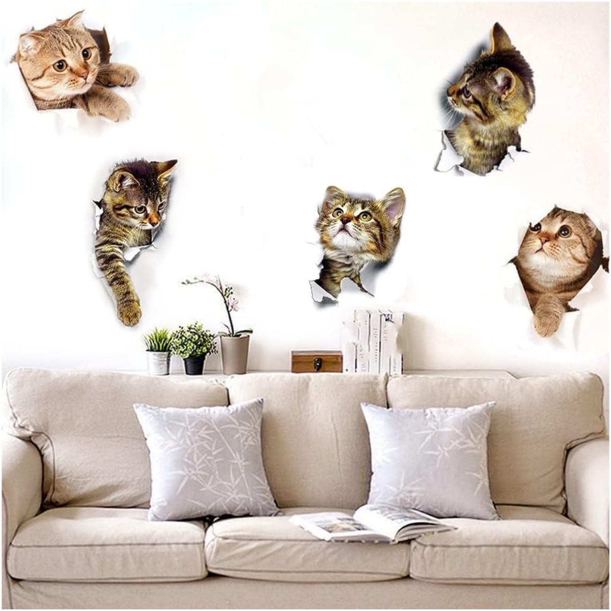 Stickers Muraux Mignon Chat Autocollants Muraux Mural Stickers Pour Chambre Salon Mur Tv